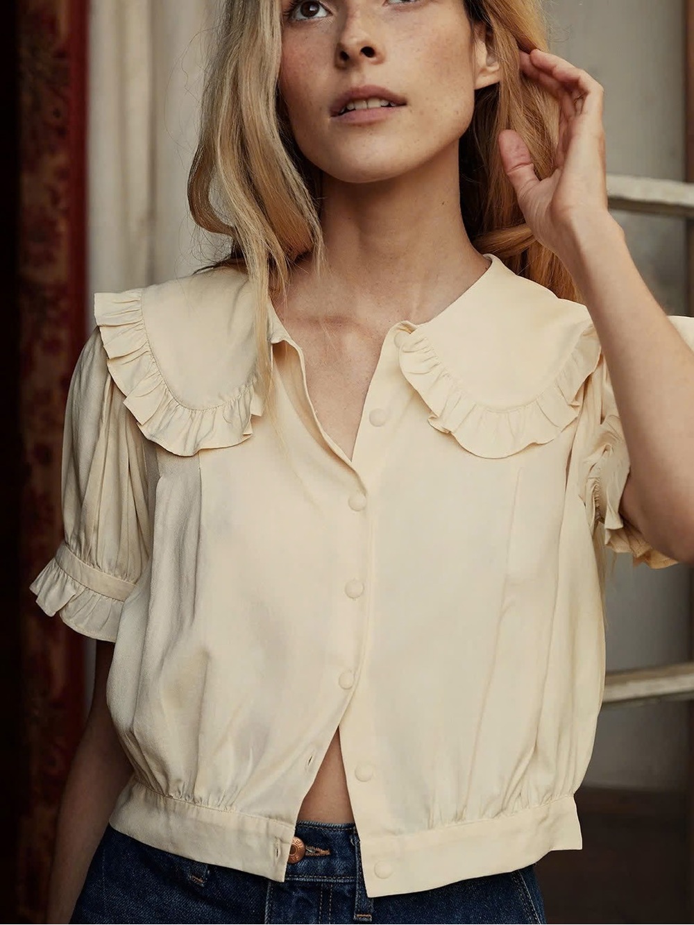 Doen Silk Sparrow Top in Ivory